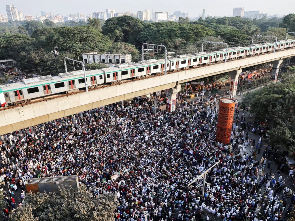 Bangladesh observes a period of mourning and conducts a funeral for a murdered activist involved in the uprising.