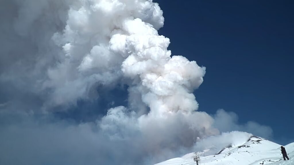 Mount Etna Erupts While Skiers Revel in the Spectacle on the Slopes