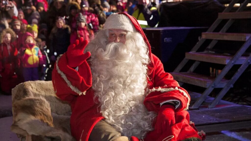 Santa Claus is heading to town! Father Christmas departs from his Lapland base for gift deliveries.