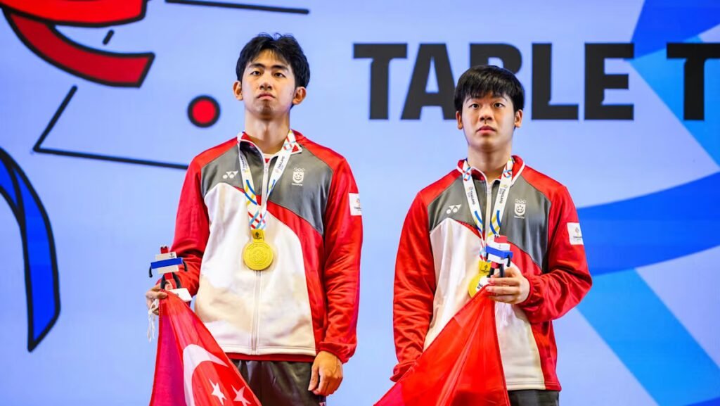 Singapore triumphs over Malaysia to secure gold in SEA Games mixed doubles and men's doubles table tennis.