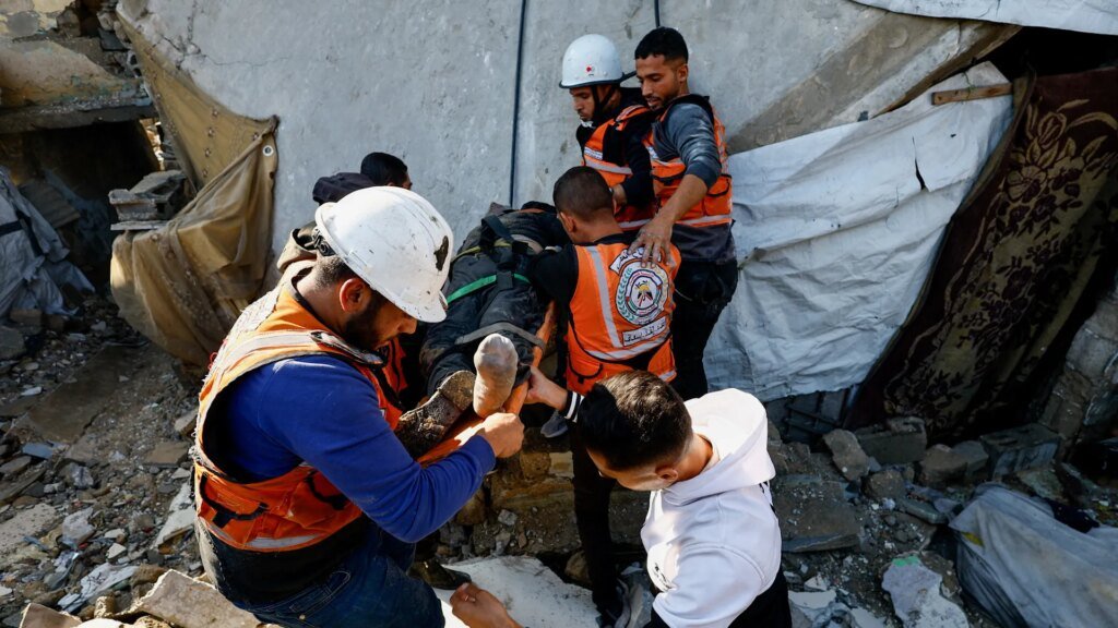 Winter storms lead to the collapse of buildings damaged by conflict in Gaza.
