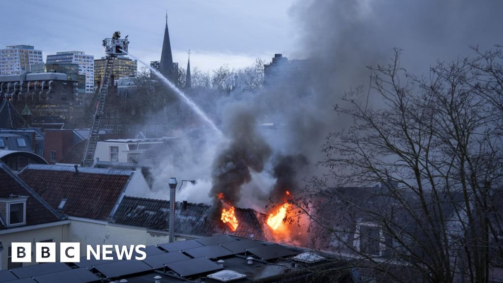 Officials report that a gas leak triggered an explosion and fire in the Dutch city of Utrecht.