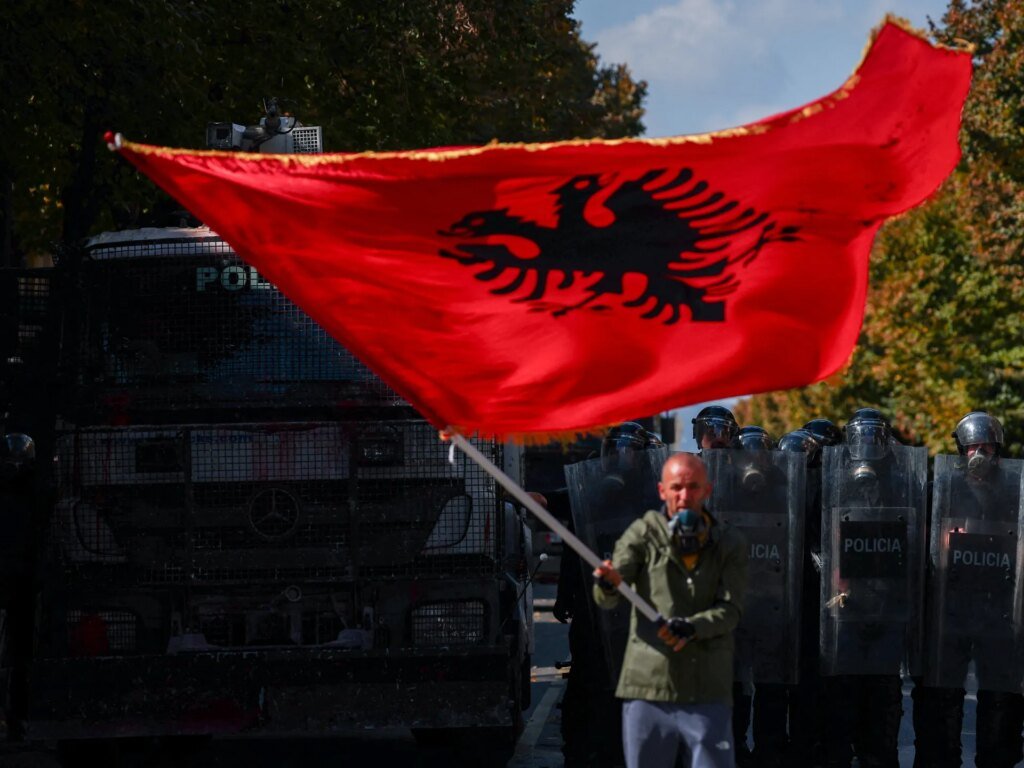 Images: Clashes Erupt Between Antigovernment Demonstrators and Police in Albania's Capital